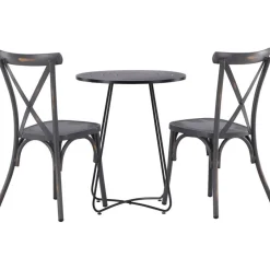 New Venture Home Parvekeryhmä , ø60cm beige Bacong-pöytä + 2 mustaa Tablas-tuolia