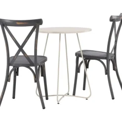 New Venture Home Parvekeryhmä , ø60cm beige Bacong-pöytä + 2 mustaa Tablas-tuolia