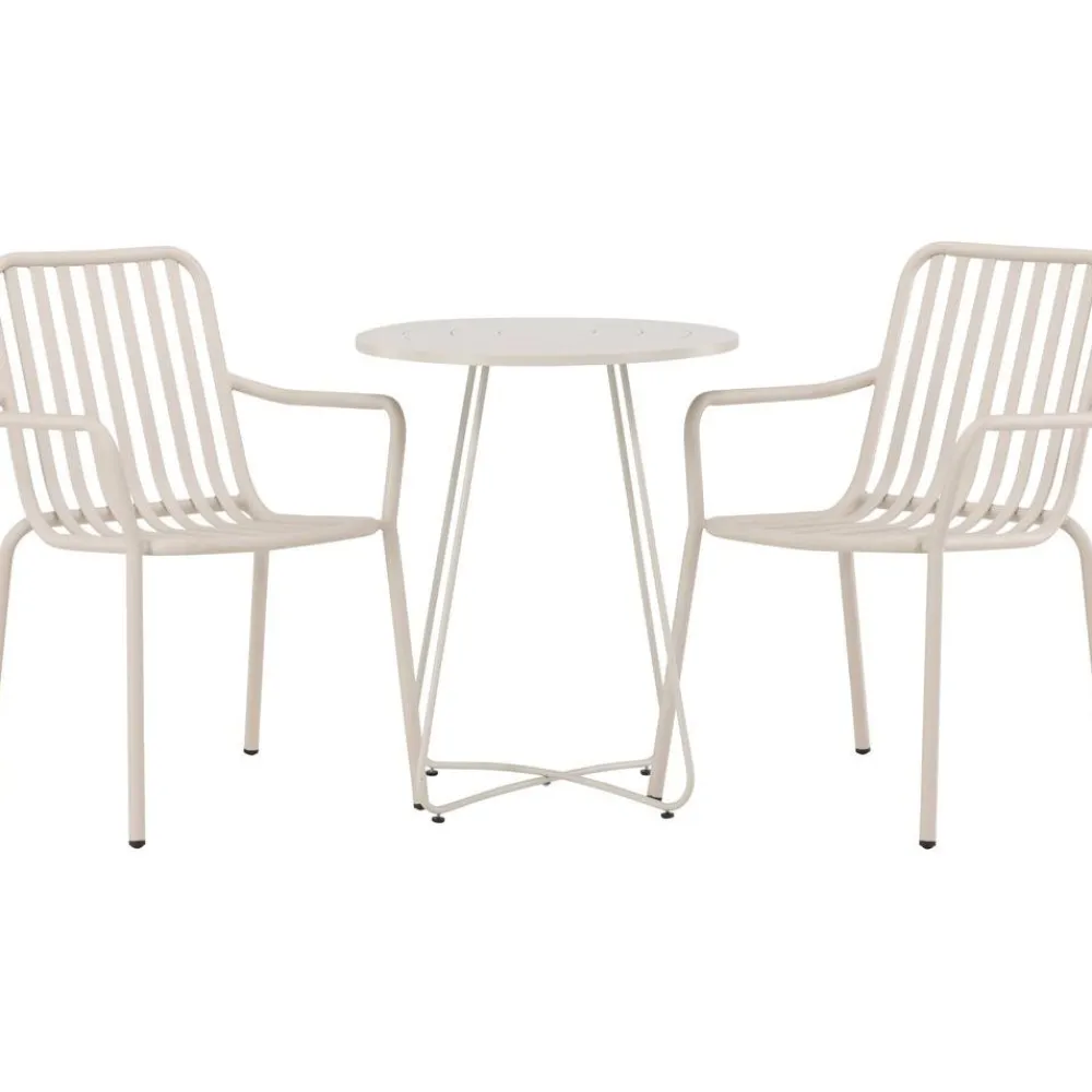 Sale Venture Home Parvekeryhmä , ø60cm beige Bacong-pöytä + 2 mustaa Peking-tuolia