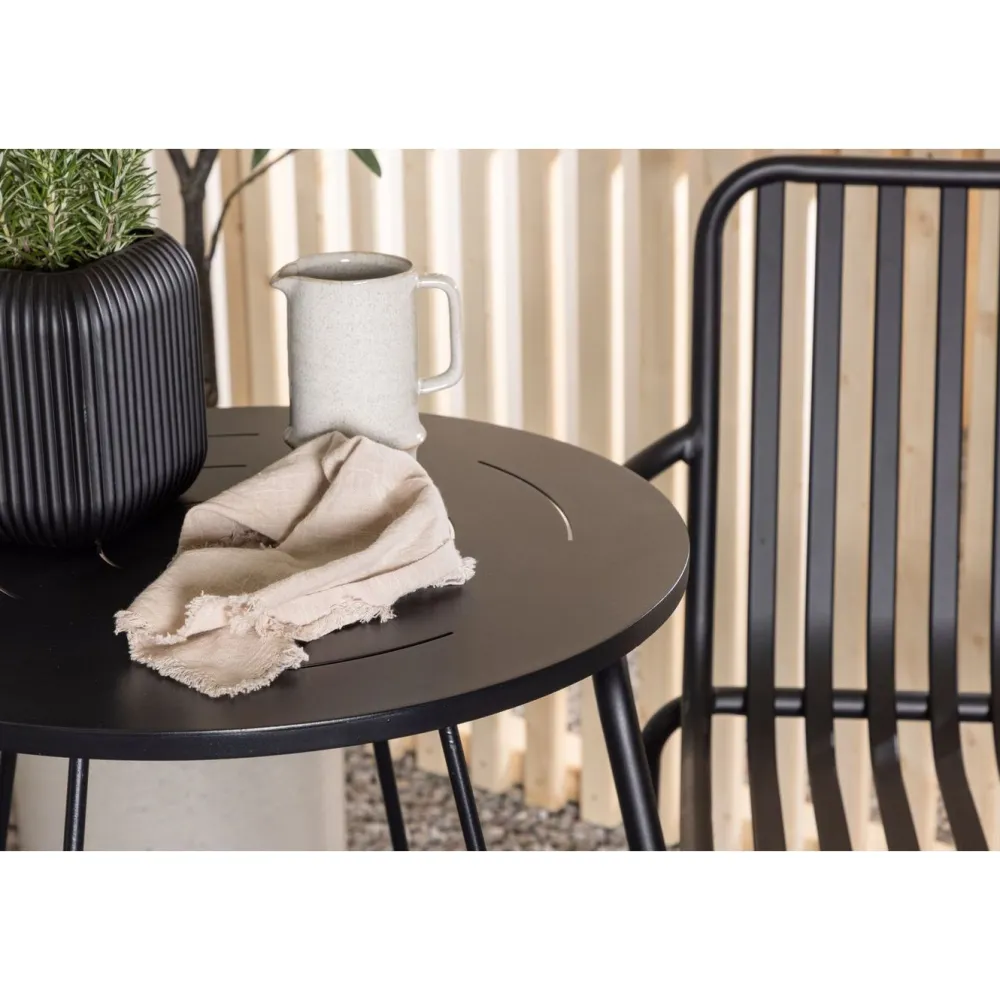 Sale Venture Home Parvekeryhmä , ø60cm beige Bacong-pöytä + 2 mustaa Peking-tuolia