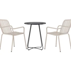 Sale Venture Home Parvekeryhmä , ø60cm beige Bacong-pöytä + 2 mustaa Peking-tuolia