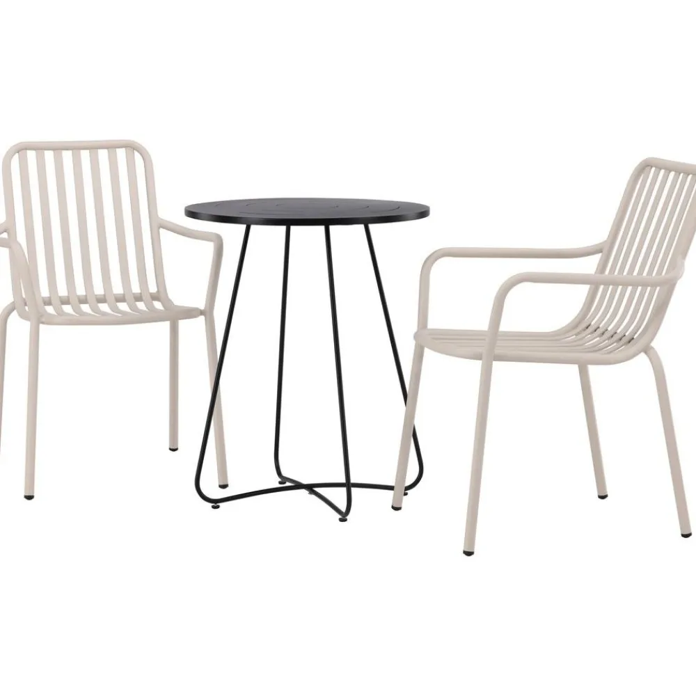 Sale Venture Home Parvekeryhmä , ø60cm beige Bacong-pöytä + 2 mustaa Peking-tuolia