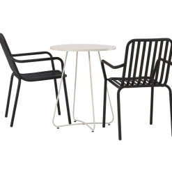 Sale Venture Home Parvekeryhmä , ø60cm beige Bacong-pöytä + 2 mustaa Peking-tuolia