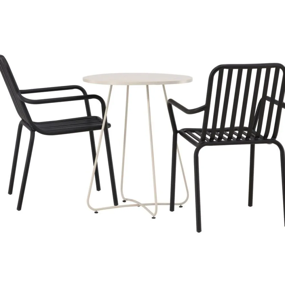 Sale Venture Home Parvekeryhmä , ø60cm beige Bacong-pöytä + 2 mustaa Peking-tuolia