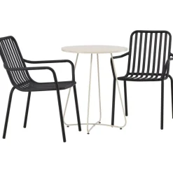 Sale Venture Home Parvekeryhmä , ø60cm beige Bacong-pöytä + 2 mustaa Peking-tuolia