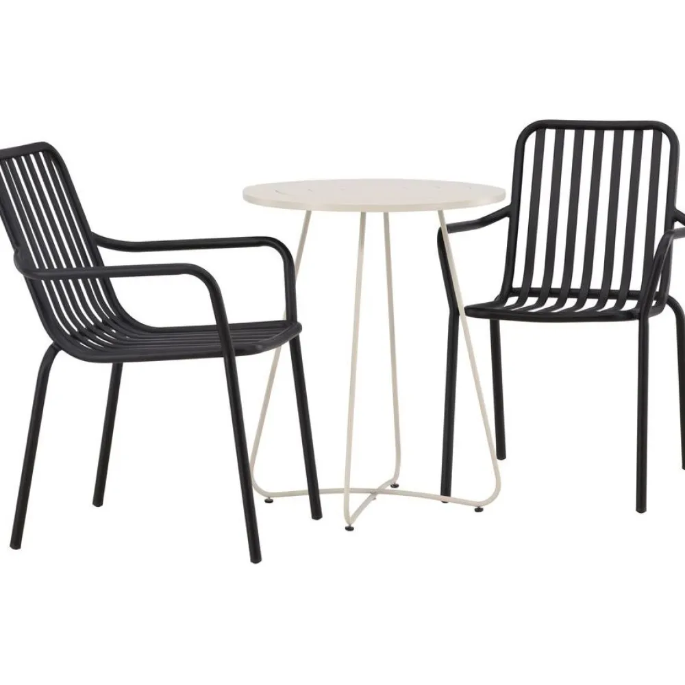 Sale Venture Home Parvekeryhmä , ø60cm beige Bacong-pöytä + 2 mustaa Peking-tuolia