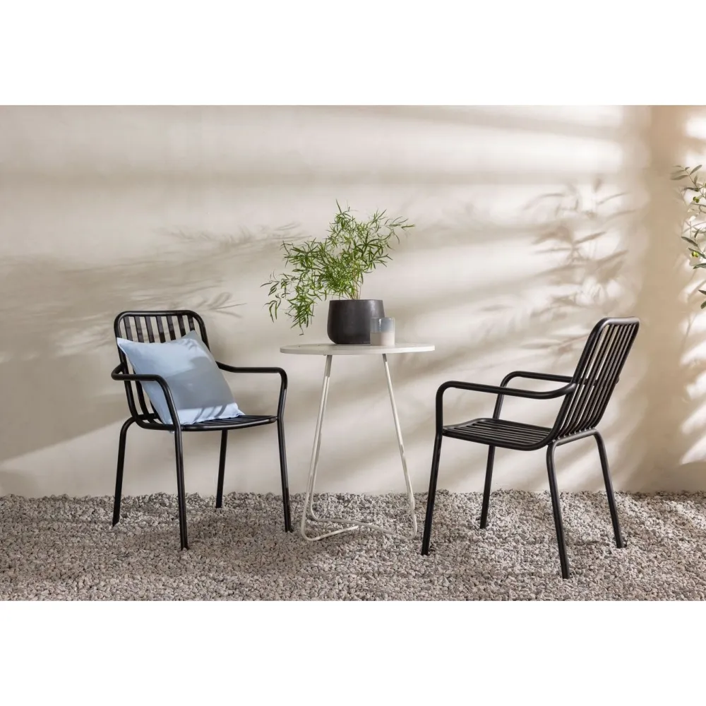 Sale Venture Home Parvekeryhmä , ø60cm beige Bacong-pöytä + 2 mustaa Peking-tuolia
