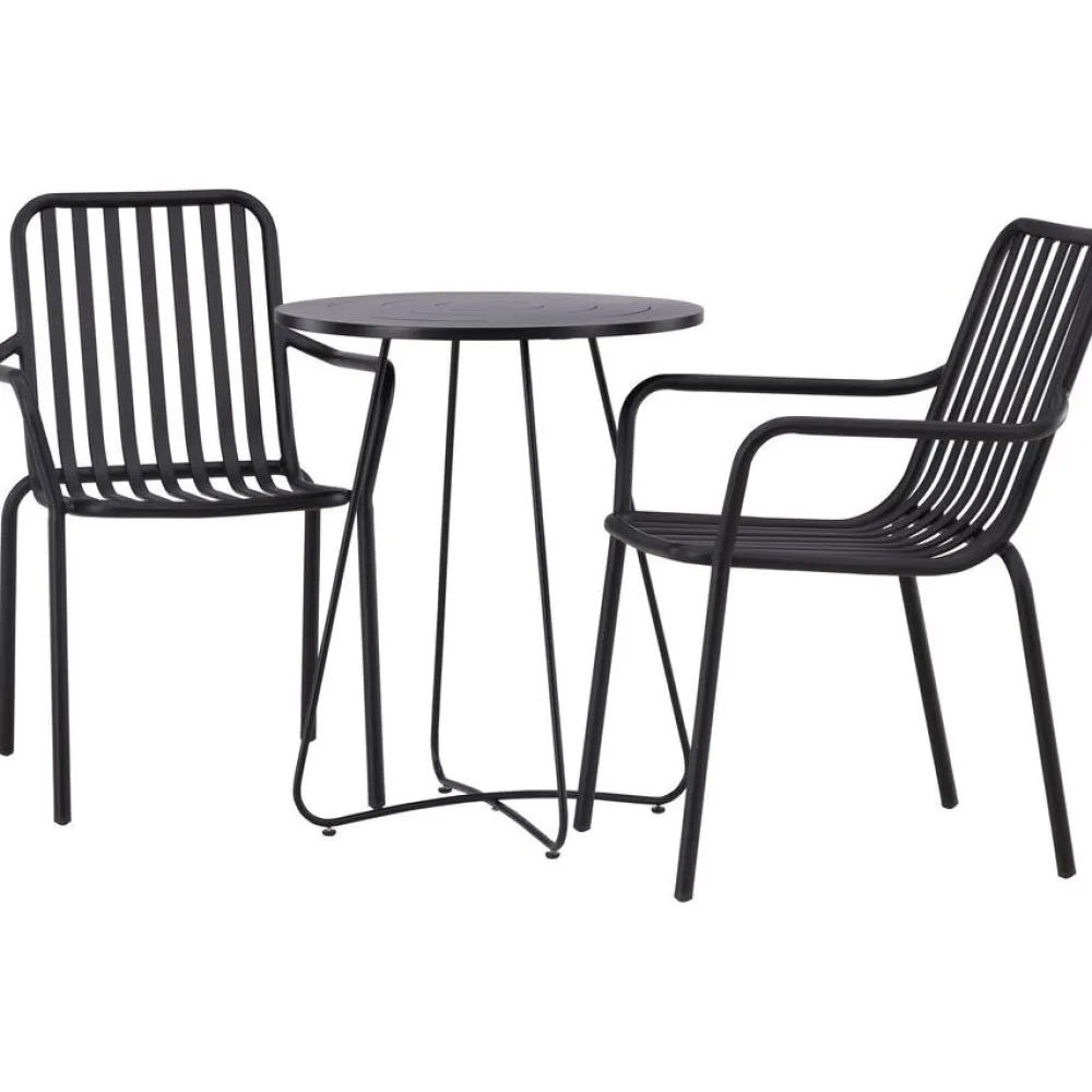 Sale Venture Home Parvekeryhmä , ø60cm beige Bacong-pöytä + 2 mustaa Peking-tuolia