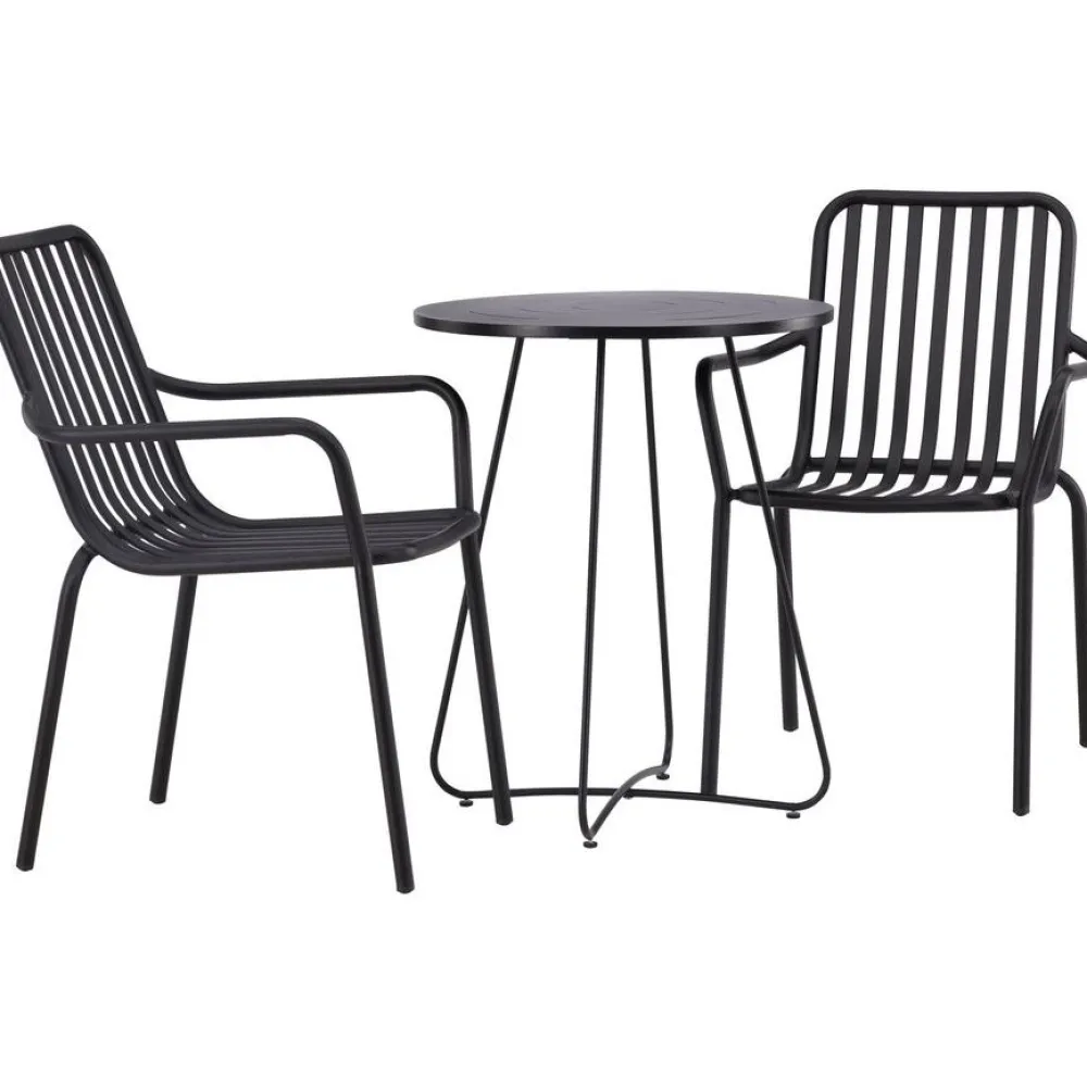 Sale Venture Home Parvekeryhmä , ø60cm beige Bacong-pöytä + 2 mustaa Peking-tuolia