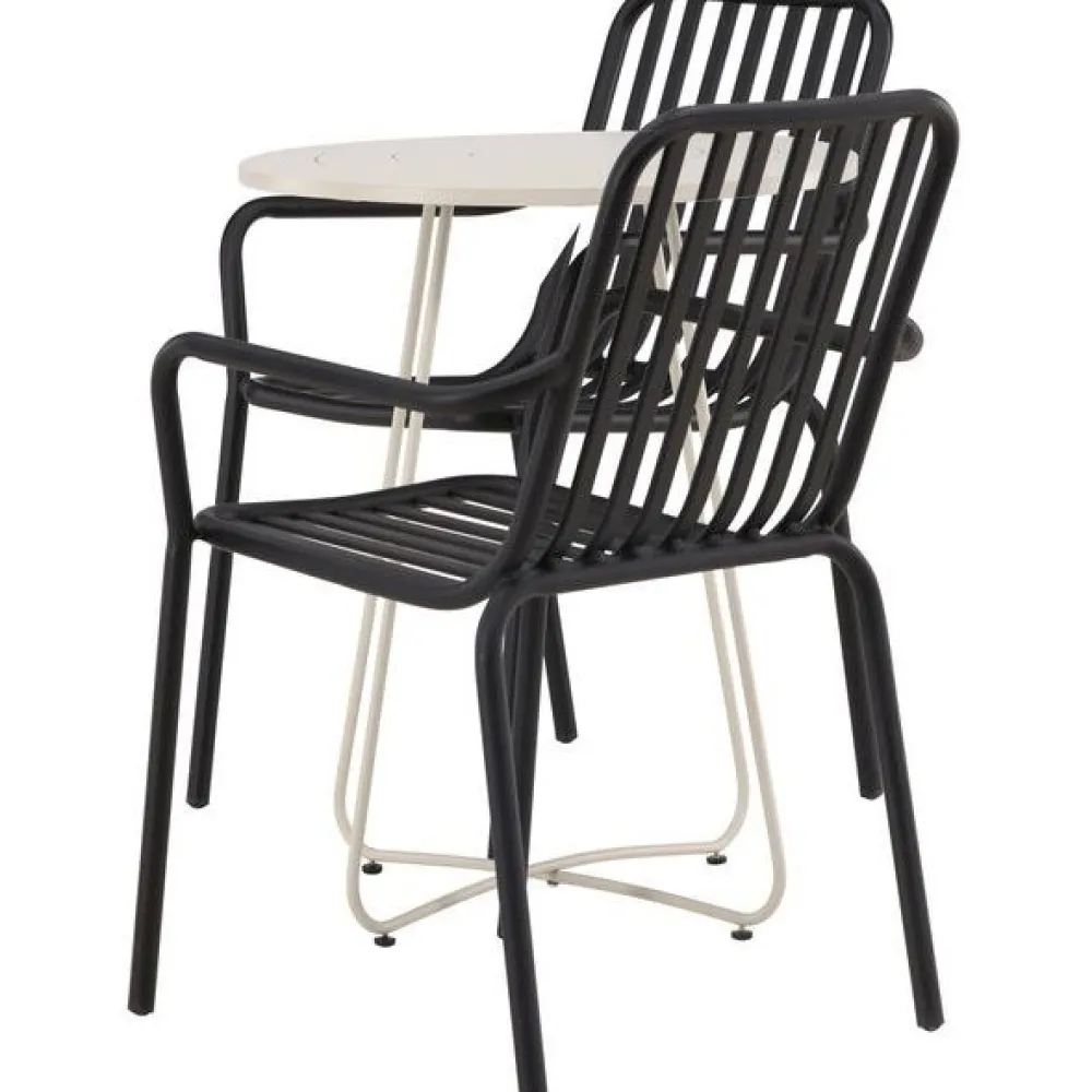 Sale Venture Home Parvekeryhmä , ø60cm beige Bacong-pöytä + 2 mustaa Peking-tuolia