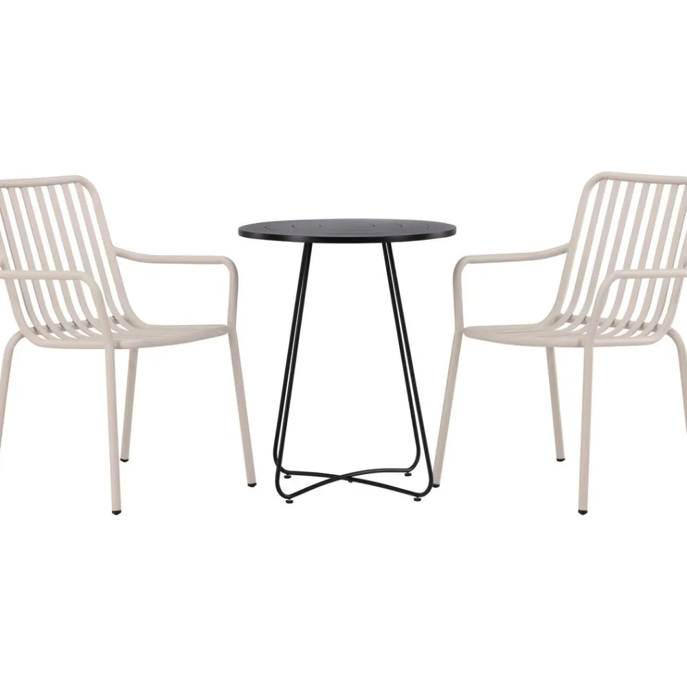 Sale Venture Home Parvekeryhmä , ø60cm beige Bacong-pöytä + 2 mustaa Peking-tuolia