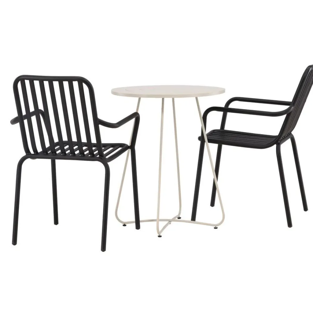Sale Venture Home Parvekeryhmä , ø60cm beige Bacong-pöytä + 2 mustaa Peking-tuolia
