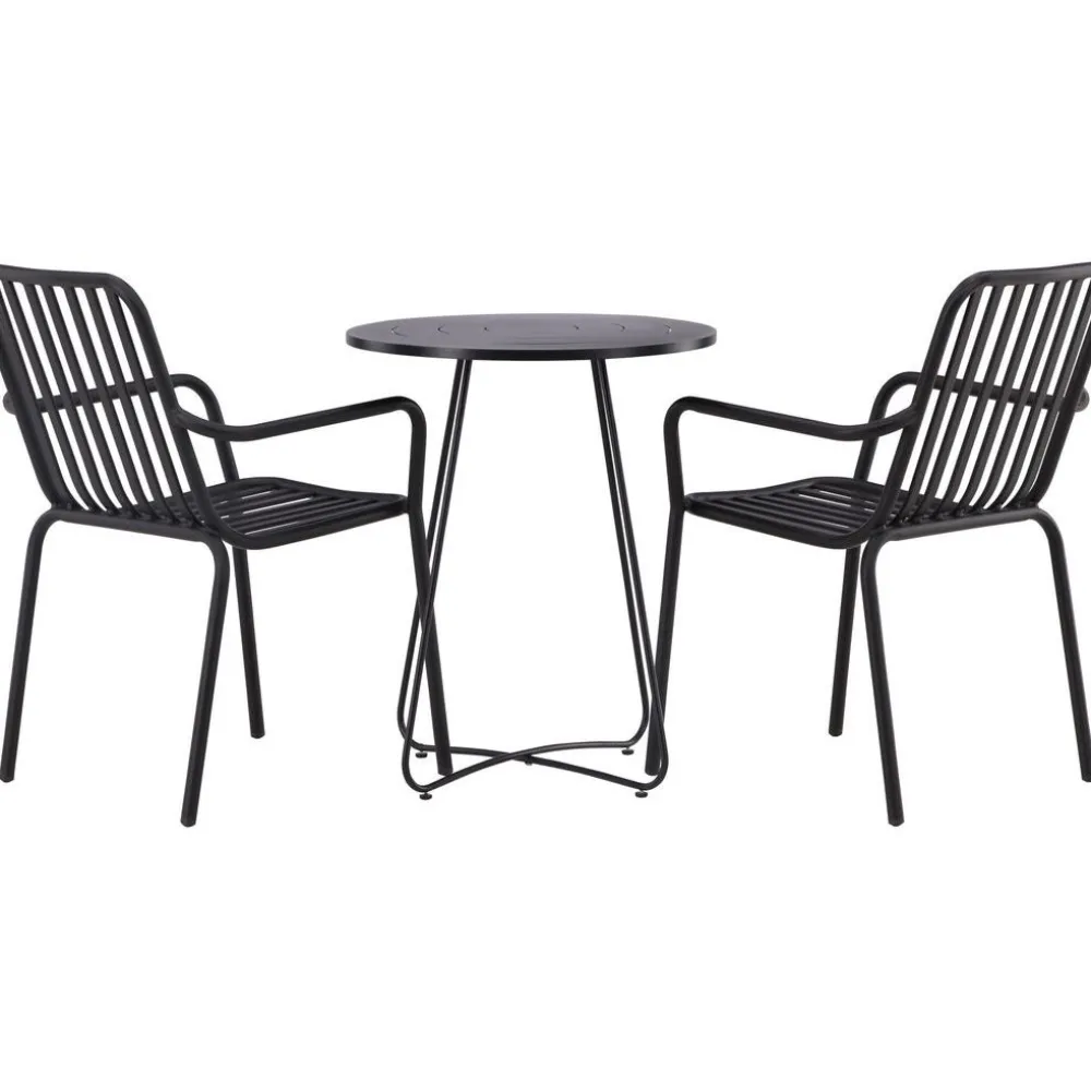 Sale Venture Home Parvekeryhmä , ø60cm beige Bacong-pöytä + 2 mustaa Peking-tuolia