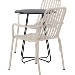 Sale Venture Home Parvekeryhmä , ø60cm beige Bacong-pöytä + 2 mustaa Peking-tuolia