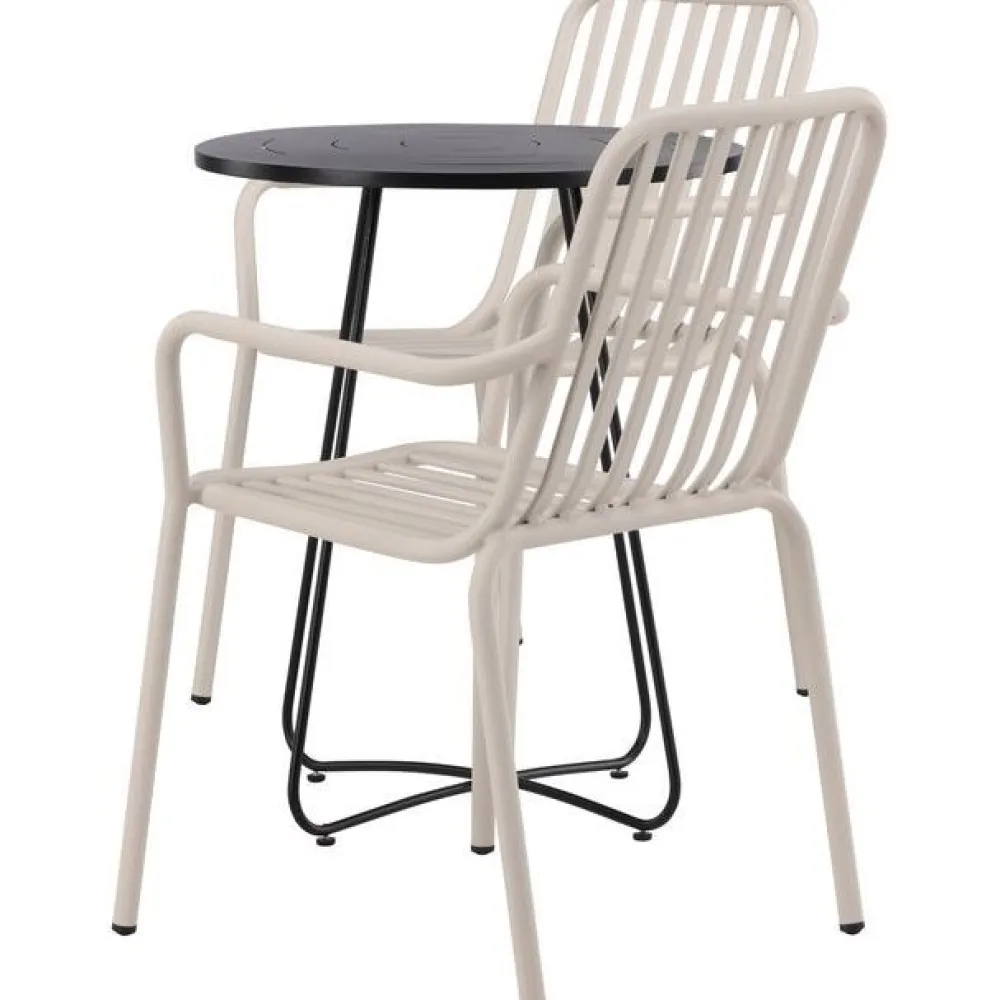 Sale Venture Home Parvekeryhmä , ø60cm beige Bacong-pöytä + 2 mustaa Peking-tuolia