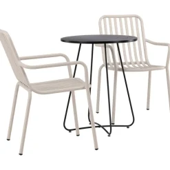 Sale Venture Home Parvekeryhmä , ø60cm beige Bacong-pöytä + 2 mustaa Peking-tuolia