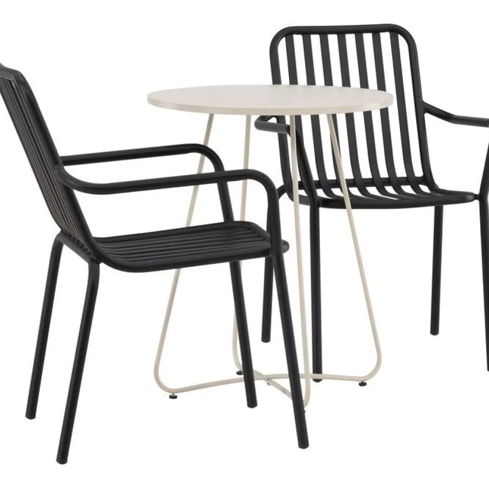 Sale Venture Home Parvekeryhmä , ø60cm beige Bacong-pöytä + 2 mustaa Peking-tuolia