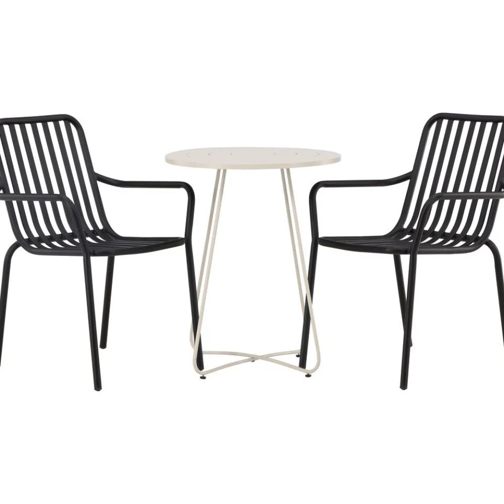 Sale Venture Home Parvekeryhmä , ø60cm beige Bacong-pöytä + 2 mustaa Peking-tuolia