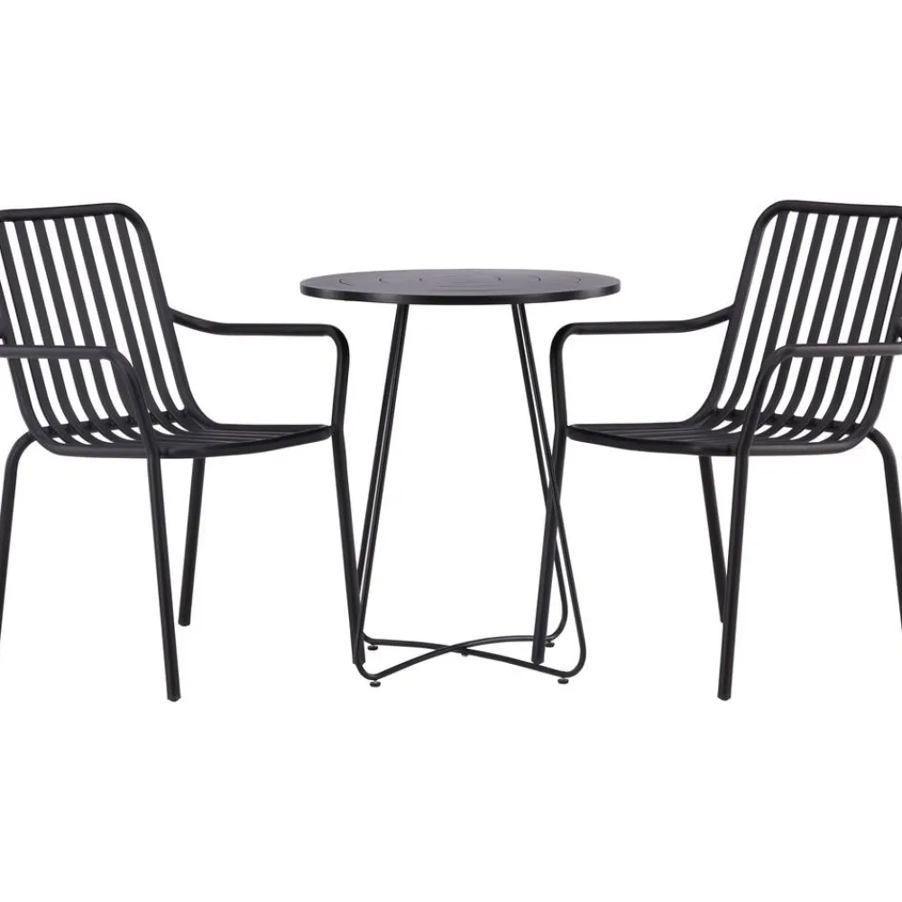 Sale Venture Home Parvekeryhmä , ø60cm beige Bacong-pöytä + 2 mustaa Peking-tuolia