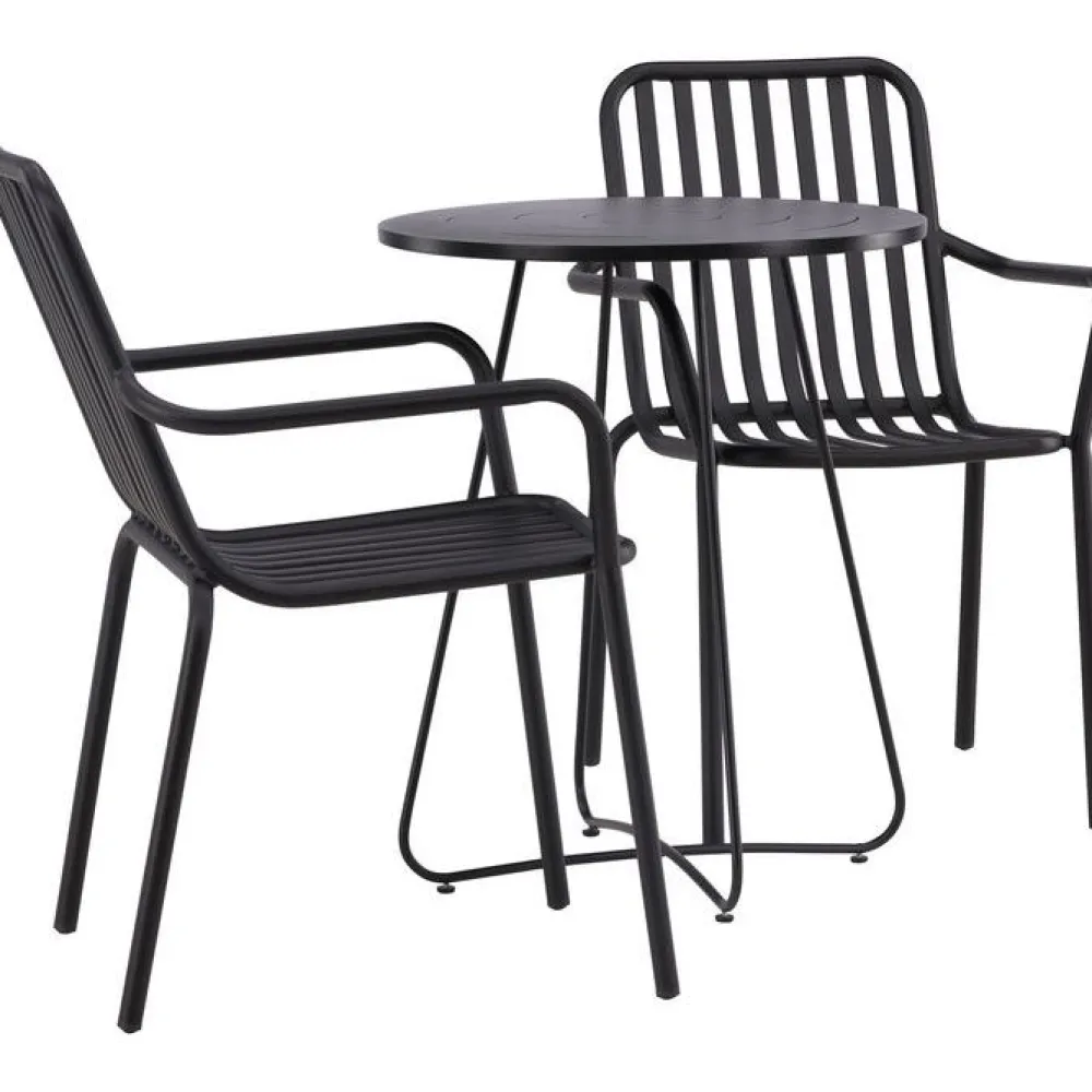 Sale Venture Home Parvekeryhmä , ø60cm beige Bacong-pöytä + 2 mustaa Peking-tuolia