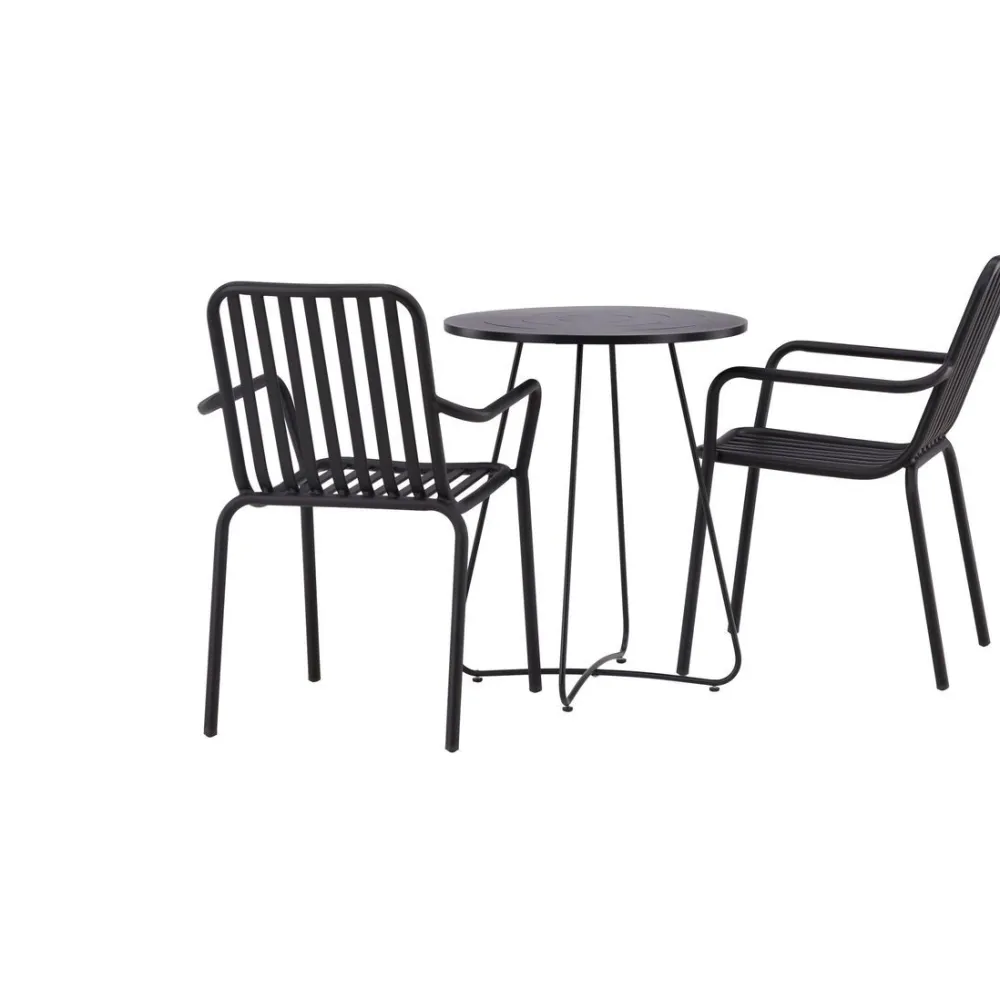 Sale Venture Home Parvekeryhmä , ø60cm beige Bacong-pöytä + 2 mustaa Peking-tuolia
