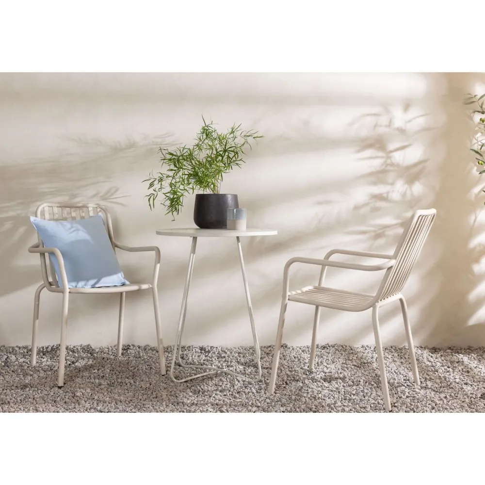 Sale Venture Home Parvekeryhmä , ø60cm beige Bacong-pöytä + 2 mustaa Peking-tuolia