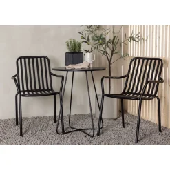 Sale Venture Home Parvekeryhmä , ø60cm beige Bacong-pöytä + 2 mustaa Peking-tuolia