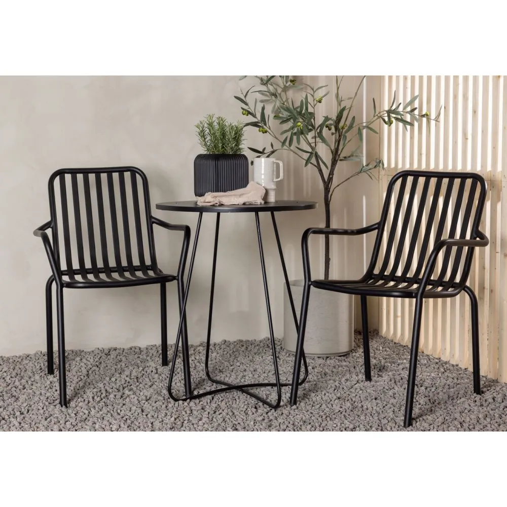 Sale Venture Home Parvekeryhmä , ø60cm beige Bacong-pöytä + 2 mustaa Peking-tuolia