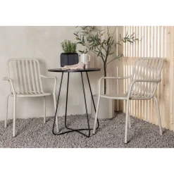 Sale Venture Home Parvekeryhmä , ø60cm beige Bacong-pöytä + 2 mustaa Peking-tuolia