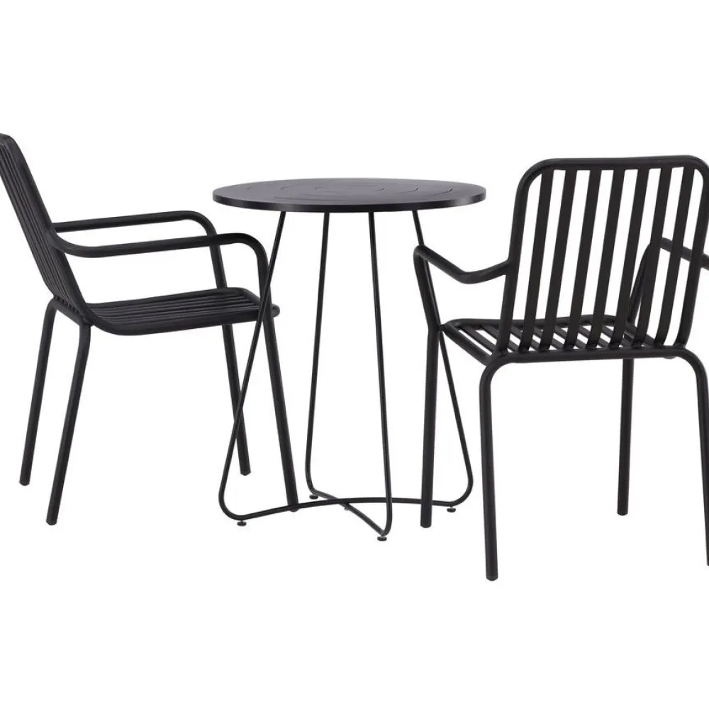 Sale Venture Home Parvekeryhmä , ø60cm beige Bacong-pöytä + 2 mustaa Peking-tuolia