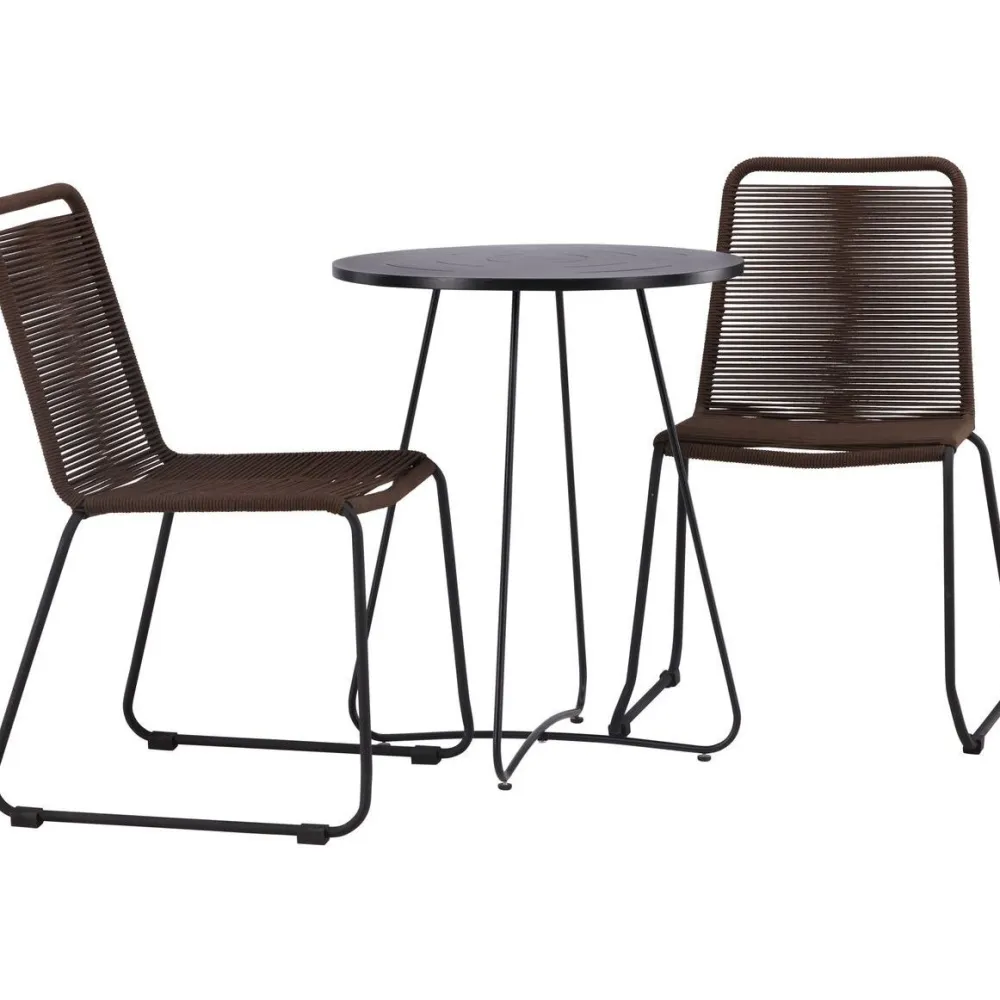 Outlet Venture Home Parvekeryhmä , ø60cm Bacong-pöytä + 2 Lindos-tuolia