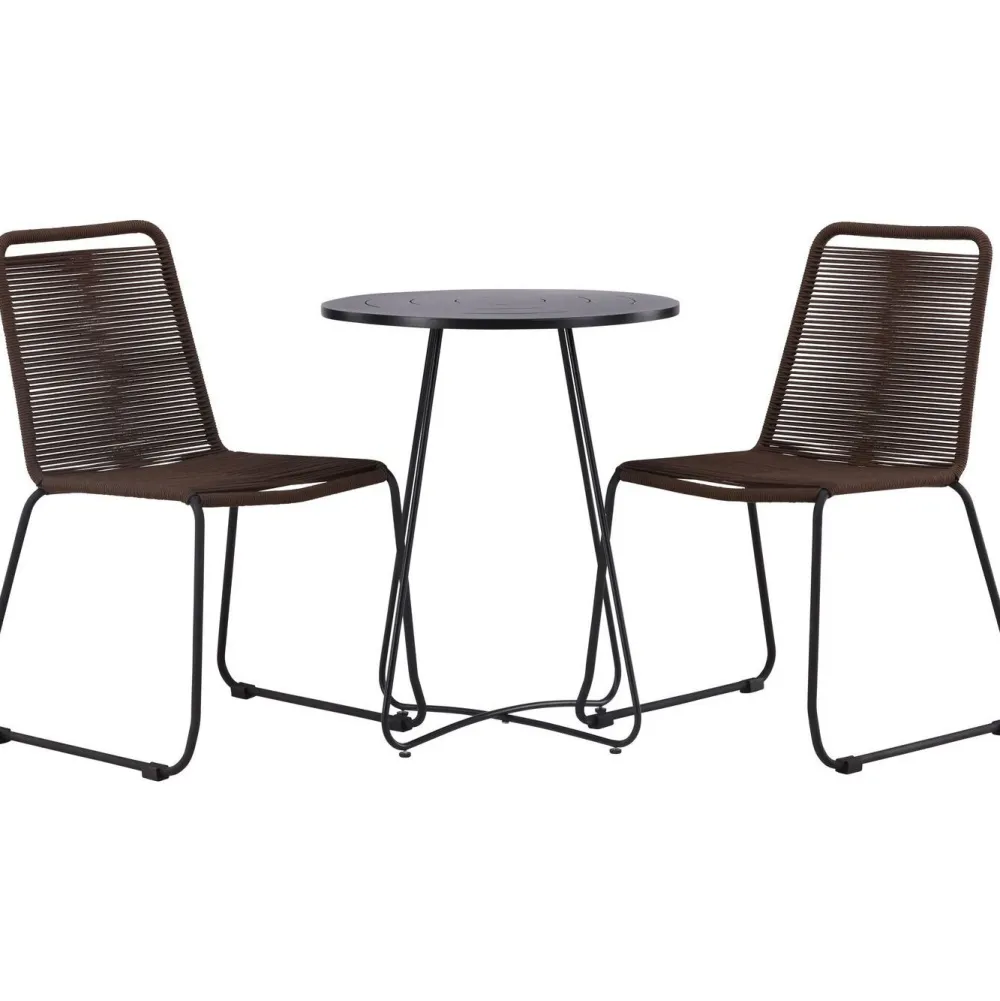 Outlet Venture Home Parvekeryhmä , ø60cm Bacong-pöytä + 2 Lindos-tuolia