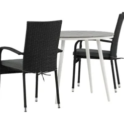 Clearance Venture Home Parvekeryhmä , ø90cm, harmaa/valkoinen Break-pöytä + 2 mustaa Anna-tuolia