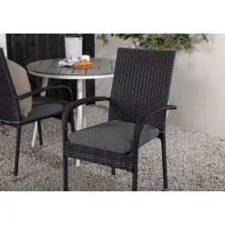 Clearance Venture Home Parvekeryhmä , ø90cm, harmaa/valkoinen Break-pöytä + 2 mustaa Anna-tuolia