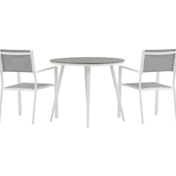 Discount Venture Home Parvekeryhmä , ø90cm, harmaa/valkoinen Break-pöytä + 2 harmaa-valkoista Copacabana-tuolia