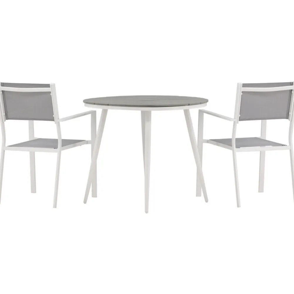 Discount Venture Home Parvekeryhmä , ø90cm, harmaa/valkoinen Break-pöytä + 2 harmaa-valkoista Copacabana-tuolia