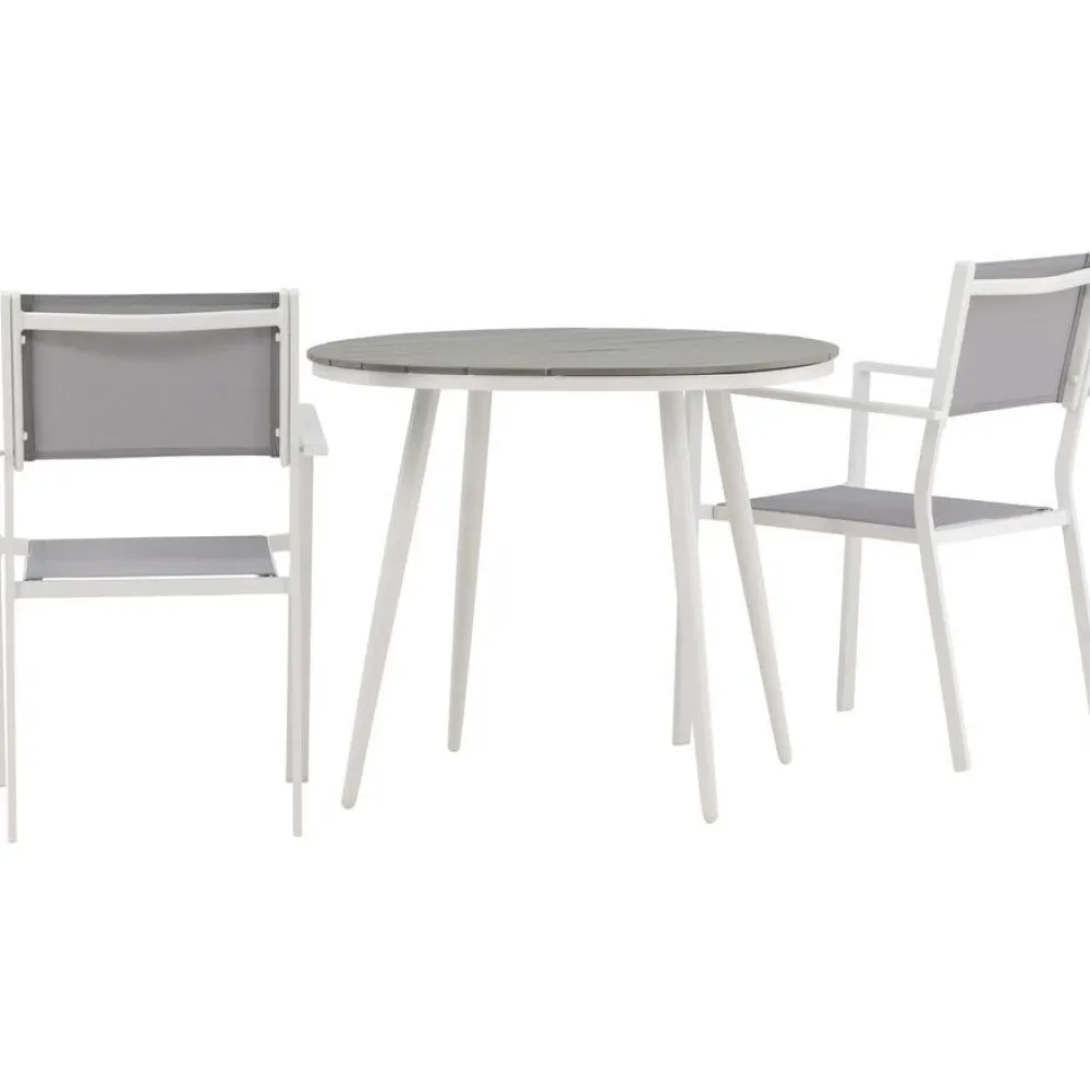 Discount Venture Home Parvekeryhmä , ø90cm, harmaa/valkoinen Break-pöytä + 2 harmaa-valkoista Copacabana-tuolia