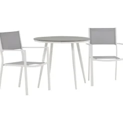 Discount Venture Home Parvekeryhmä , ø90cm, harmaa/valkoinen Break-pöytä + 2 harmaa-valkoista Copacabana-tuolia