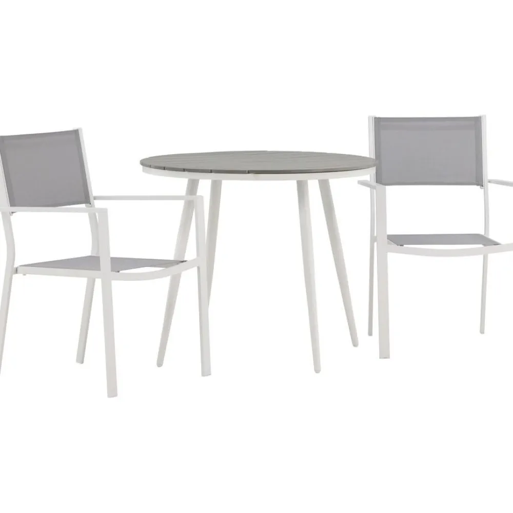 Discount Venture Home Parvekeryhmä , ø90cm, harmaa/valkoinen Break-pöytä + 2 harmaa-valkoista Copacabana-tuolia