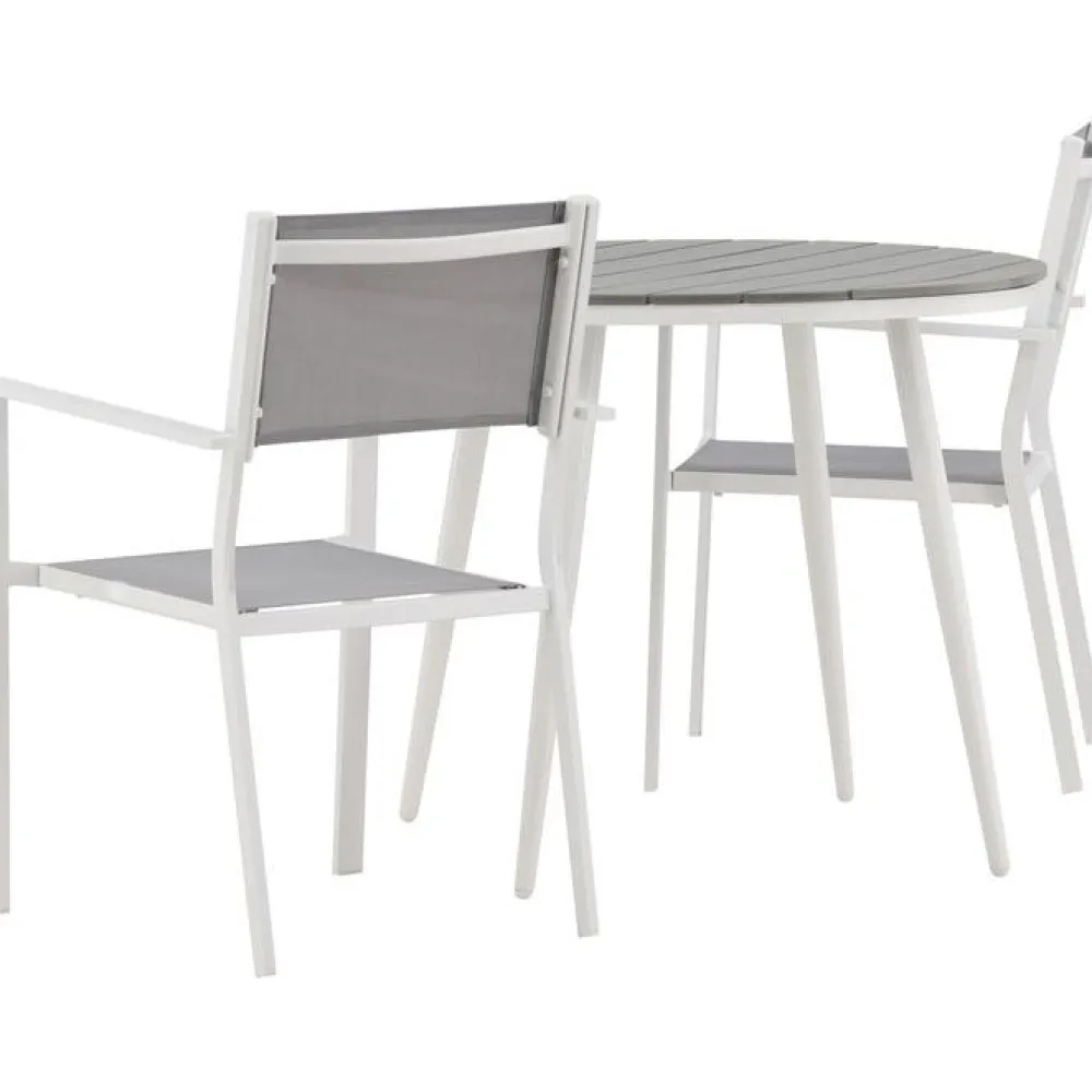 Discount Venture Home Parvekeryhmä , ø90cm, harmaa/valkoinen Break-pöytä + 2 harmaa-valkoista Copacabana-tuolia