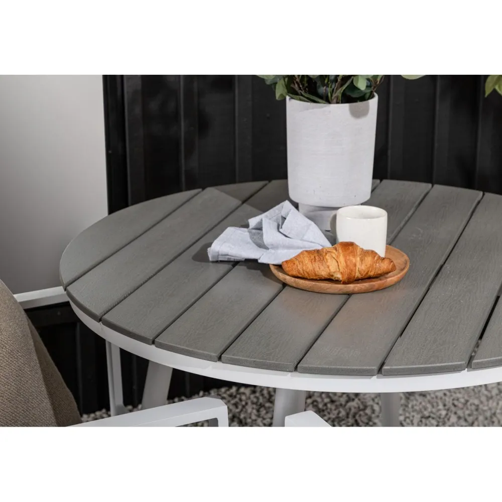 Discount Venture Home Parvekeryhmä , ø90cm, harmaa/valkoinen Break-pöytä + 2 harmaa-valkoista Copacabana-tuolia