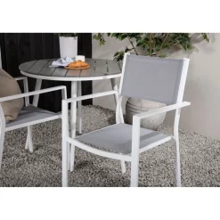 Discount Venture Home Parvekeryhmä , ø90cm, harmaa/valkoinen Break-pöytä + 2 harmaa-valkoista Copacabana-tuolia