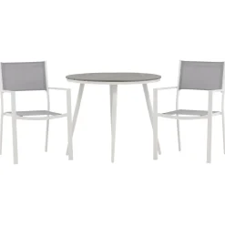 Discount Venture Home Parvekeryhmä , ø90cm, harmaa/valkoinen Break-pöytä + 2 harmaa-valkoista Copacabana-tuolia