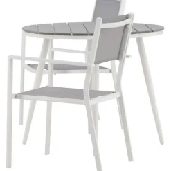 Discount Venture Home Parvekeryhmä , ø90cm, harmaa/valkoinen Break-pöytä + 2 harmaa-valkoista Copacabana-tuolia