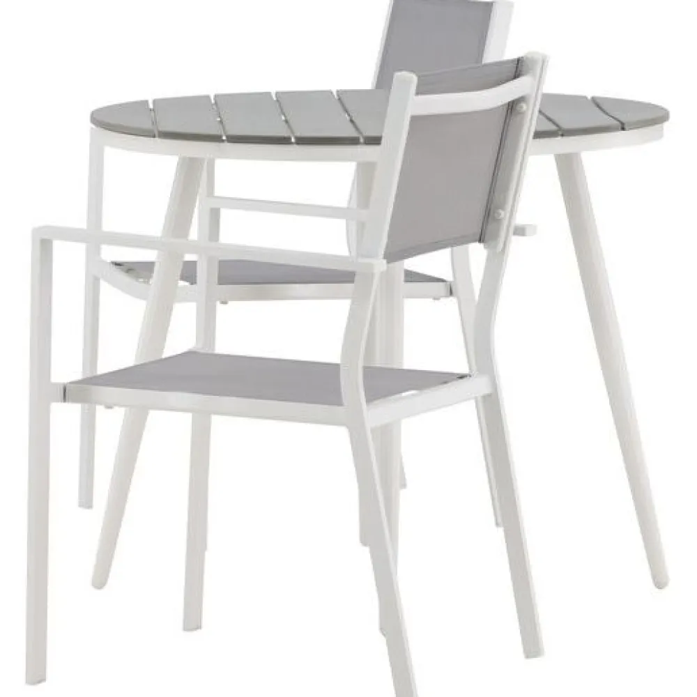Discount Venture Home Parvekeryhmä , ø90cm, harmaa/valkoinen Break-pöytä + 2 harmaa-valkoista Copacabana-tuolia