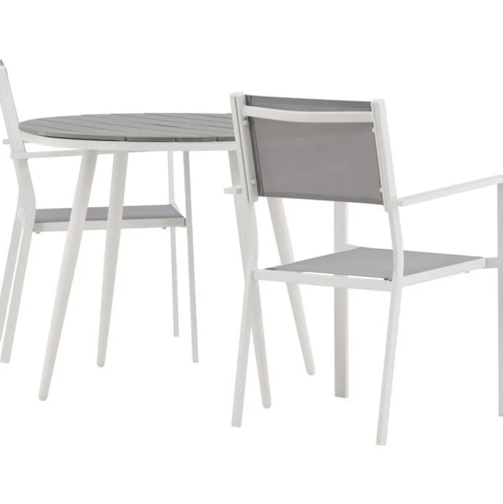 Discount Venture Home Parvekeryhmä , ø90cm, harmaa/valkoinen Break-pöytä + 2 harmaa-valkoista Copacabana-tuolia