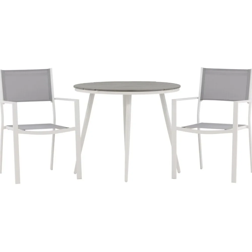 Discount Venture Home Parvekeryhmä , ø90cm, harmaa/valkoinen Break-pöytä + 2 harmaa-valkoista Copacabana-tuolia
