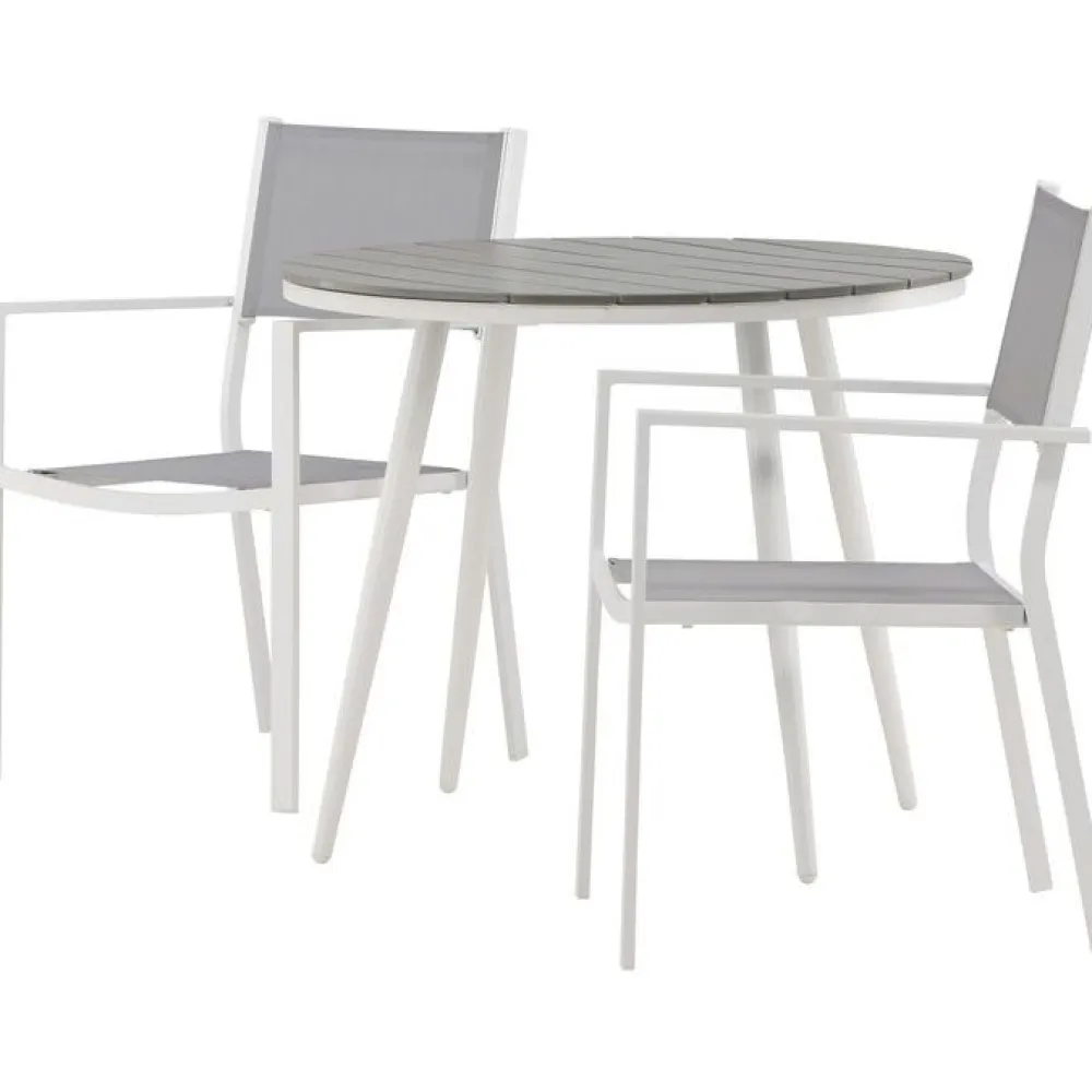 Discount Venture Home Parvekeryhmä , ø90cm, harmaa/valkoinen Break-pöytä + 2 harmaa-valkoista Copacabana-tuolia