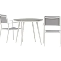 Discount Venture Home Parvekeryhmä , ø90cm, harmaa/valkoinen Break-pöytä + 2 harmaa-valkoista Copacabana-tuolia