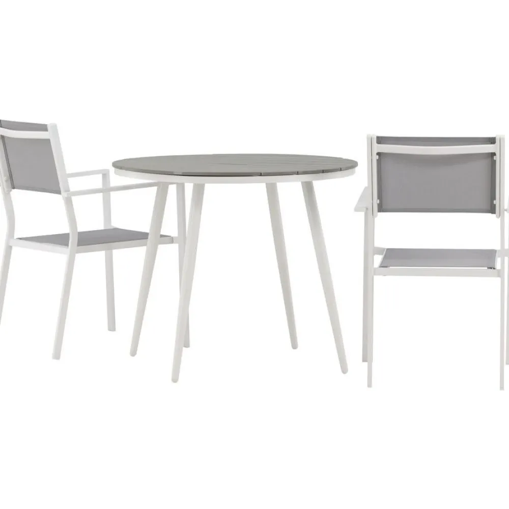 Discount Venture Home Parvekeryhmä , ø90cm, harmaa/valkoinen Break-pöytä + 2 harmaa-valkoista Copacabana-tuolia